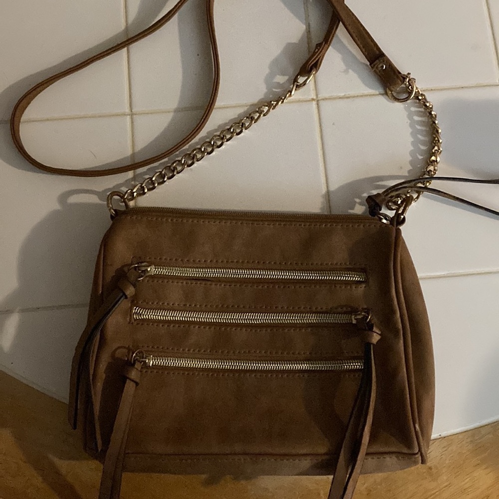 Crossbody Leather like material purse in a beautiful coffee tan